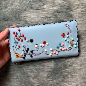 Blue, flower studded wallet on chain new new new